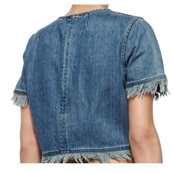 MICHAEL KORS Frayed Denum Crop Top - Picture 2 of 10